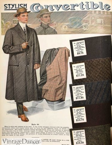 1912 mens overcoat and fabrics