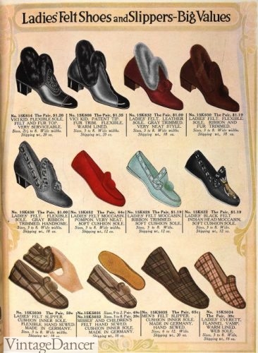 1912 house slippers womens girls shoes Edwardian era