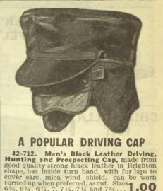 1913 men's driving cap, hunting or prospecting cap in the shape of a Brighton