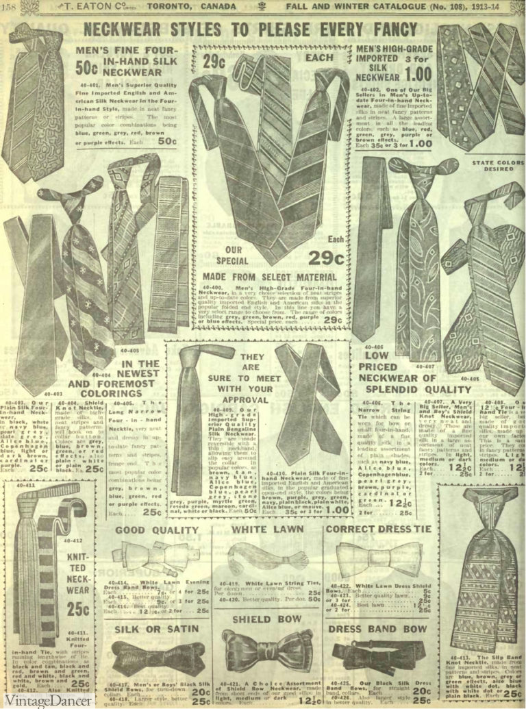 Edwardian Men's Ties, Bow Ties, Cravat, Neck Scarf