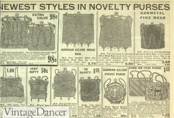 Edwardian 1913 metal mesh bags