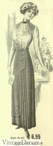 1913 hobble skirt with partial wrap