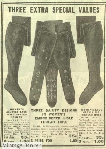1913 Edwardian Cotton Clox Tights. Click to see more pictures.