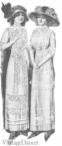 1913 Edwardian lace white tea dresses