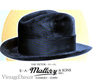 1913 brushed fur felt fedora hat