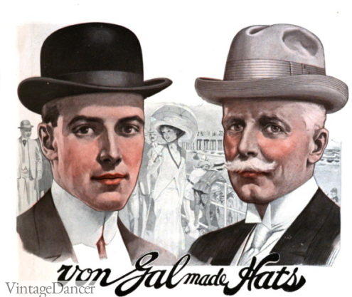 1913 men's derby hat and fedora hat