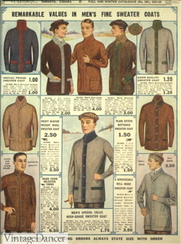1910s gold cardigan sweater knitwear men guys