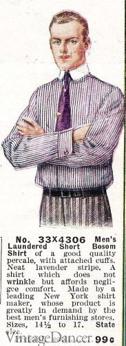 1914 men's bosom front striped shirt dress shirt suits