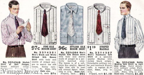 1914 men's soft dress shirts striped 1910s