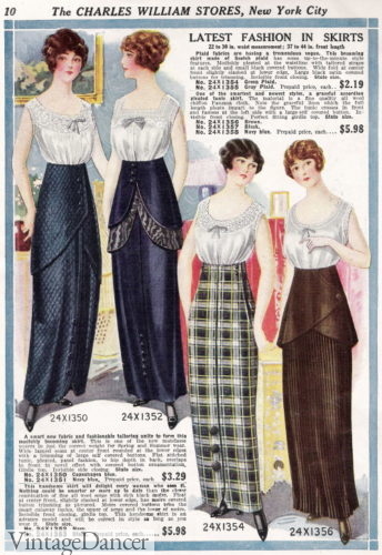 1914 hobble skirts (over chemise lingerie)
