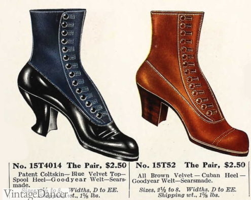 1910s boot WW1 ladies womens boots and shoes 1912 1914