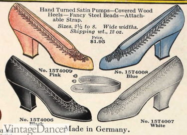 1914 evening heels shoes Titanic era party dress formal evening shoes