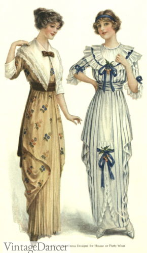 1914 teen house vs party dress 1910s Great War WW1 fashion