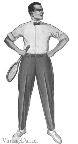 1914 tennis outfit- white shirt, casual pants, white tennis shoes