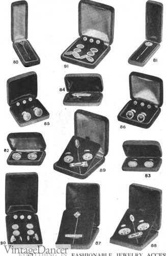 1914 men's cuff links, stick pins, shirt studs for sale