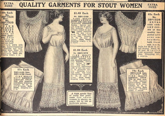 1914 lingerie for stout women plus size 1910s