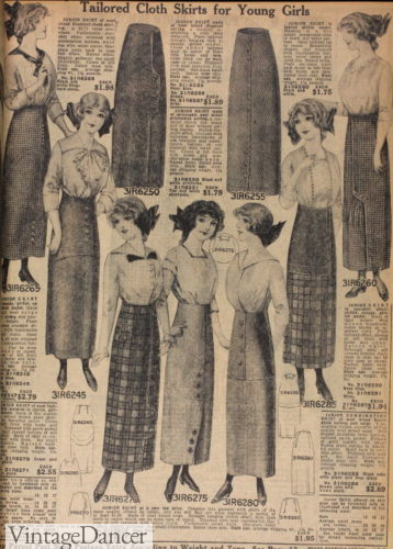 1910s teenage girls skirt blouses clothing fashion