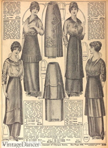 1914 layered, tiered skirts