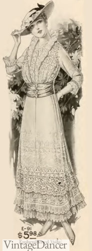 Great War WW1 fashion 1915 lace tea party dress