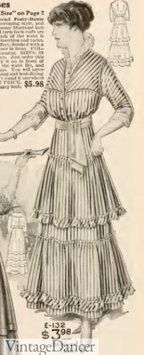 1915 Striped tiered dress