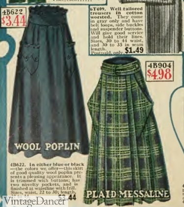 1915 wool skirts with large pockets Great War WW1 fashion