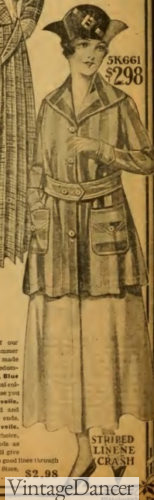 1915 striped jacket over white skirt
