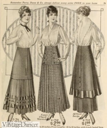 1915 layer, tiered, pleated mixed skirts