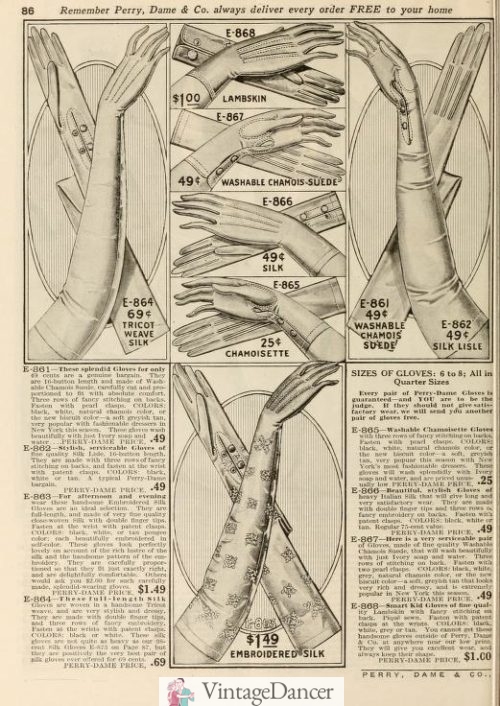 1915 shorter day (middle) and longer evening gloves (outer)