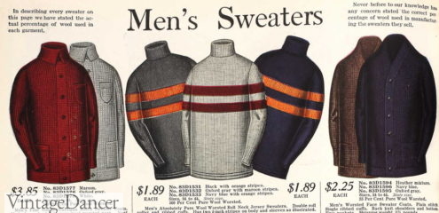 1915 men's knitwear sweaters-jackets, roll neck jerseys, cardigans