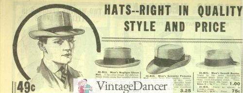1916 men's summer straw hats