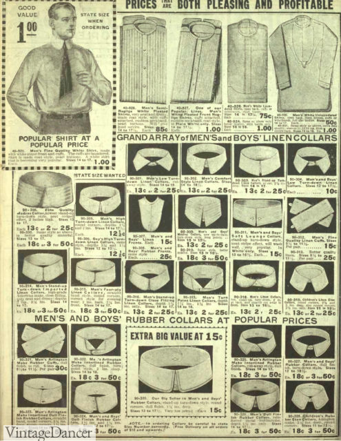 1916 men's shirt collars