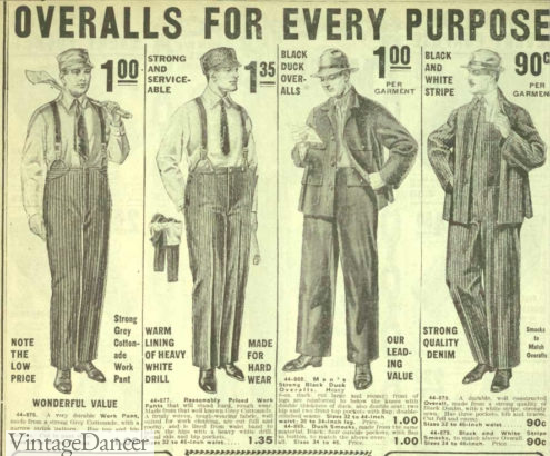 Edwardian 1916 men's work class outfits