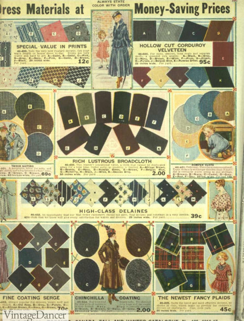 Edwardian Fabric & Fashion Colors 1900-1919, WWI, Titanic