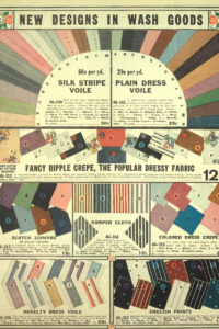 Great War WW1 fashion fabrics and colors. 1916 fancy fabrics- voile, crepe, prints Edwardian WW1 era