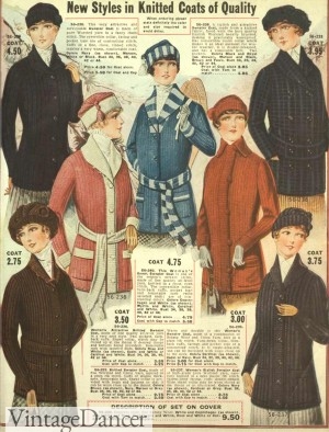 Edwardian 1916 Shawl Collar Sweaters with sash belts