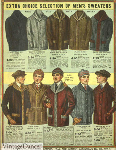 1916 mens sweaters and cardigans