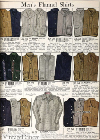 1916 mens flannel shirts for work or casual attire