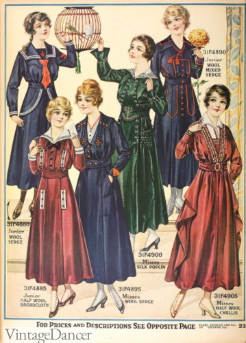 1910s teenage girls dresses clothing Great War WW1 fashion