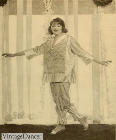 1917 Billie Burke and her famous pink silk pajamas