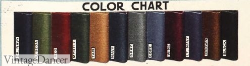 1917 dark fabric colors. en.  Edwardian era, Great War, WW1 colors for womens fabrics. 