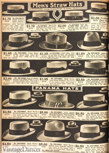1917 men's straw hats and panama hats