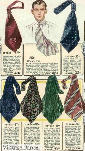 WW1 mens civilian fashion fabrics ties neckties