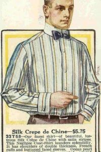 Mens 1910s shirts 1917 silk crepe de chine in yellow and grey stripes