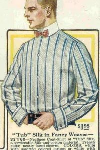 Mens 1917 tub silk (washable) shirts in blue stripes