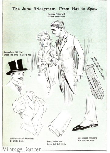 1917 wedding groom attire clothing fashion with cutaway morning coat