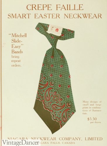 Edwardian Necktie and Bow Tie Styles History 1900s-1910s, Vintage Dancer