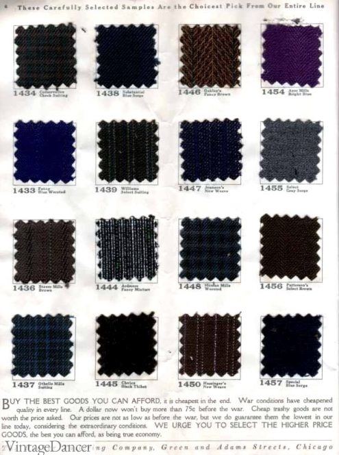 1900 &#8211; 1910s Edwardian Men&#8217;s Fabric Swatches from Sample Books, Vintage Dancer