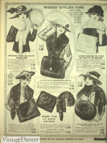 1918 fur stoles, shawls and muffs
