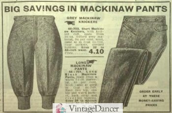 1918 Mackinaw men's hunting knickers and pants