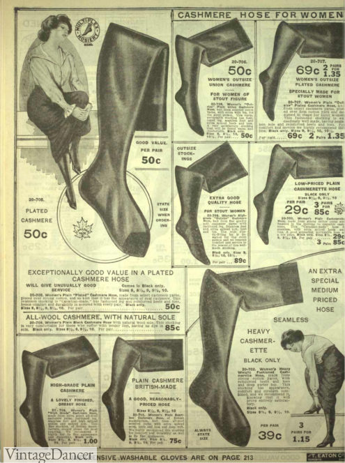 Edwardian Stockings, Hose, Socks 1900s -1910s